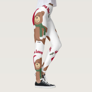 Santa Loves Me Christmas Teddy Bear Leggings