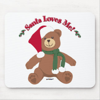 Santa Loves Me! Christmas Teddy Bear Mouse Pad