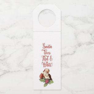 Santa Loves Red & White Wine Hanger Tags