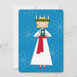 Santa Lucia Swedish Christmas Card<br><div class="desc">A sweet Santa Lucia drawn in a retro-inspired style carries a tray of coffee as she brings light in the short winter days - celebrate all things Scandinavian as you wish someone love and coffee with this cute card!</div>