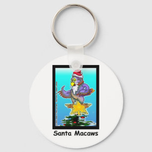 Santa Macaws Funny Christmas Gifts & Tees Keychain