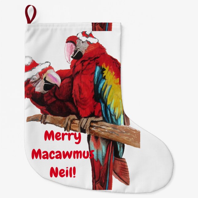 Santa Macaws Macaw Parrot Christmas Stocking (Front)