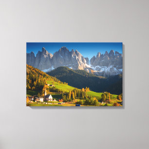 Santa Maddalena mountain village in autumn canvas Print
