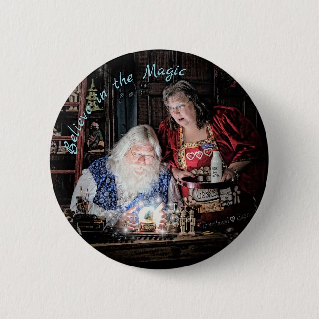 Santa magic 2 inch round button (Front)