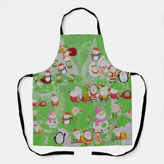 Santa Magical Green New Year Apron (Front)