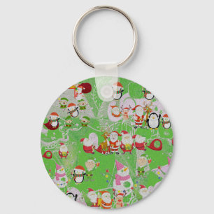 Santa Magical Green New Year  Keychain