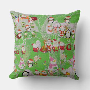 Santa Magical Green New Year Throw Pillow
