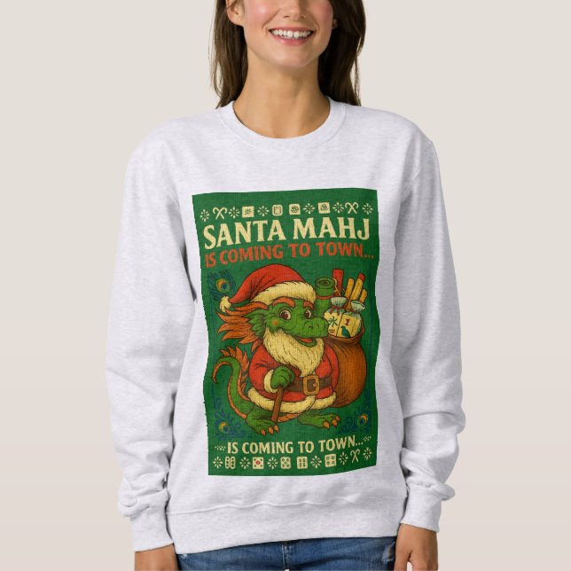 Santa Mahj Ugly Sweater Sweatshirt (Front)