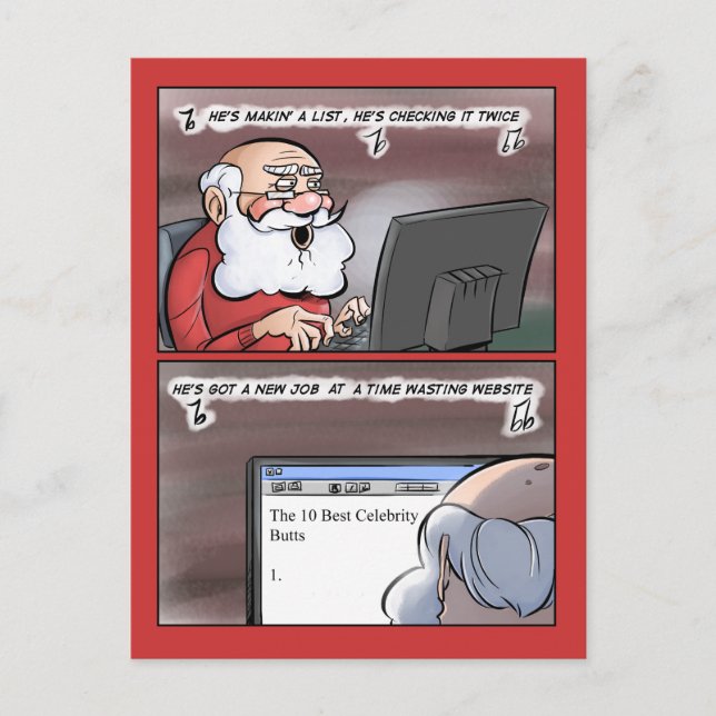 Santa Making a List Website Greeting Holiday Postcard (Front)