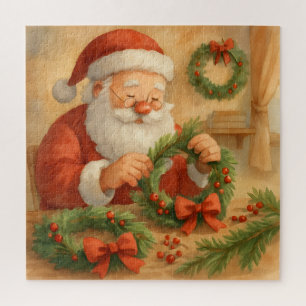 Santa Making Wreaths Christmas Jigsaw Puzzle