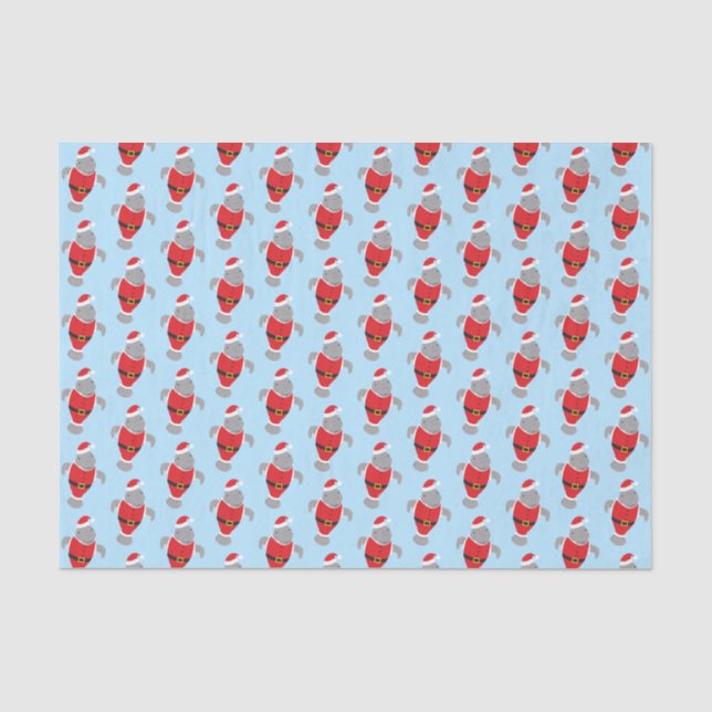 Santa Manatee Novelty Animal Christmas Tissue Paper (Front)