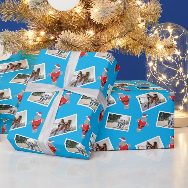 Santa Manatee Photo Christmas Wrapping Paper (Holidays)