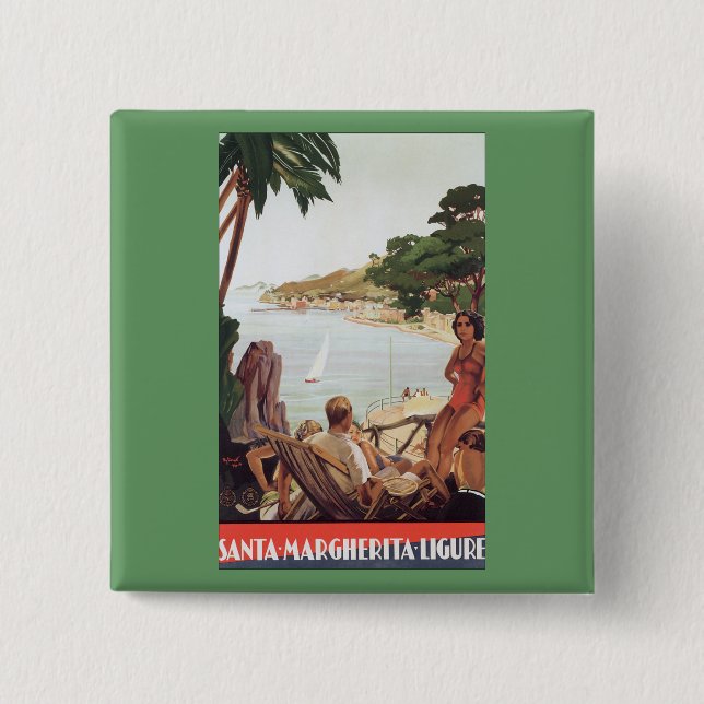 Santa Margherita Ligure 2 Inch Square Button (Front)