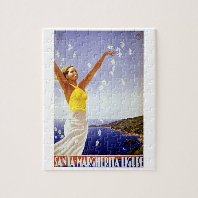 Santa Margherita Ligure, Italy Vintage Travel Art Jigsaw Puzzle (Vertical)