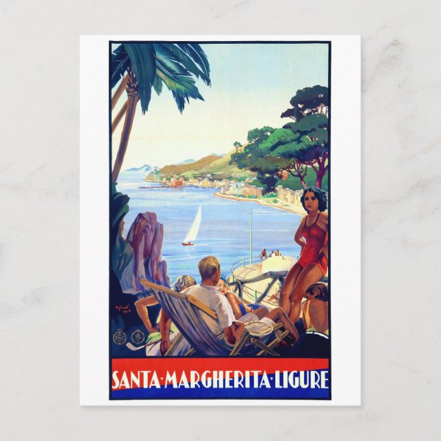 Santa Margherita Ligure Vintage Poster Restored Postcard (Front)