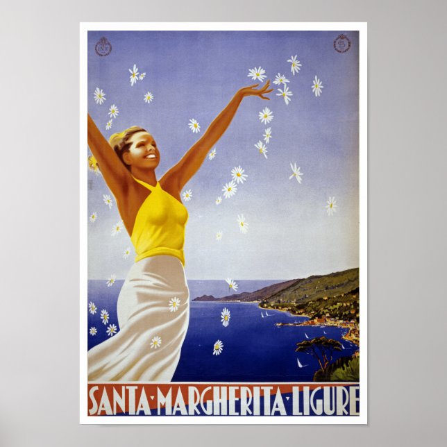 Santa Margherita Ligure with Daisies Poster (Front)