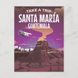 Santa María Guatemala vintage travel poster. Holiday Postcard