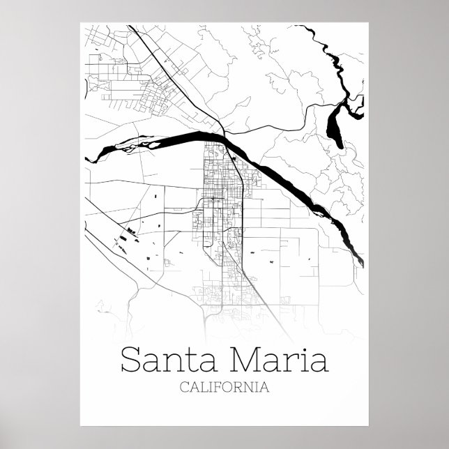 Santa Maria Map - California - City Map Poster (Front)