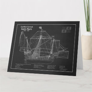 Santa Maria - Ship Blueprint Plans PBD Thank You Card