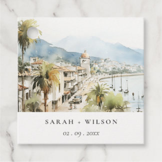 Santa Marta Colombia Watercolor Landscape Wedding Favour Tags