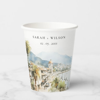Santa Marta Colombia Watercolor Landscape Wedding Paper Cups