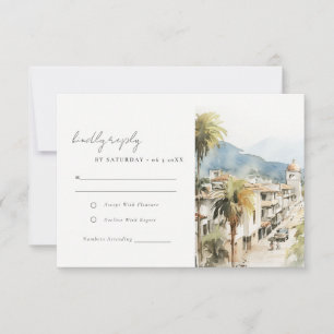 Santa Marta Colombia Watercolor Landscape Wedding RSVP Card