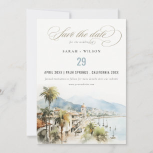 Santa Marta Colombia Watercolor Landscape Wedding Save The Date