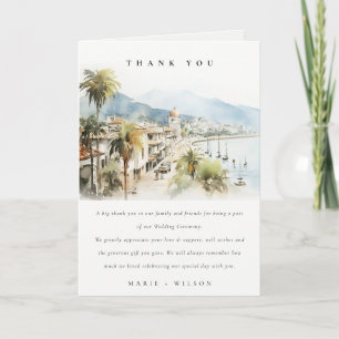 Santa Marta Colombia Watercolor Landscape Wedding Thank You Card