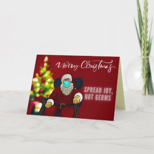 Santa Mask Spread Joy Not Germs Covid Christmas Card