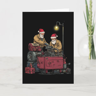 Santa Mechanic Christmas Funny Workshop Engine Rep Card