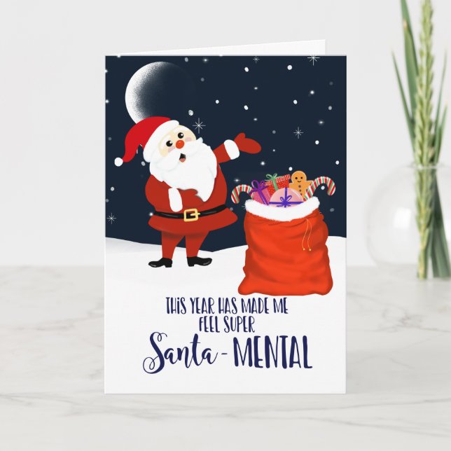 santa-mental funny joke card (Front)