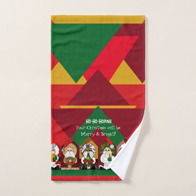 Santa Merry and Bright Christmas Cartoon Hand Towel (Hand Towel)