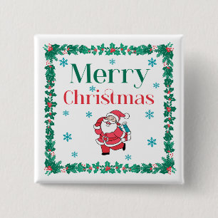 Santa Merry Christmas 2 Inch Square Button