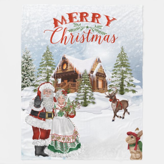 Santa Merry Christmas Blanket (Front)