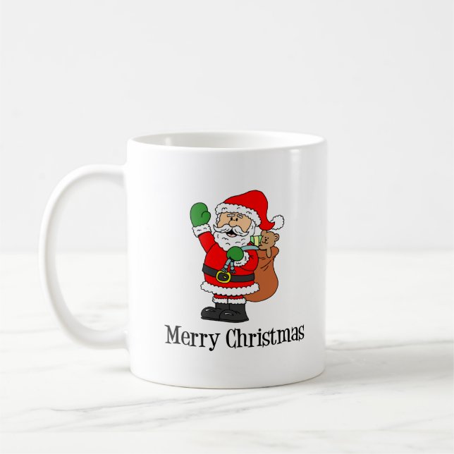 Santa Merry Christmas Cute Cartoon Coffee Mug (Left)