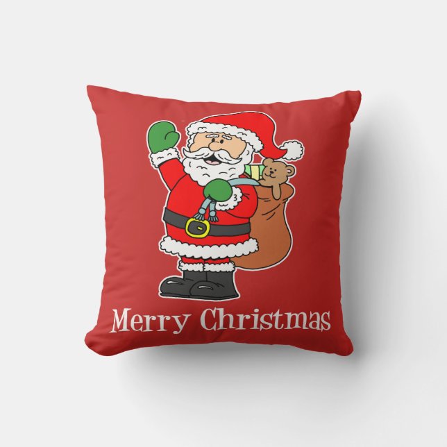 Santa Merry Christmas Cute Cartoon Throw Pillow (Front)