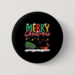 Santa Merry Christmas Dachshund Sleigh Dog Lover X 2 Inch Round Button