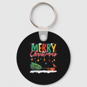 Santa Merry Christmas Dachshund Sleigh Dog Lover X Keychain