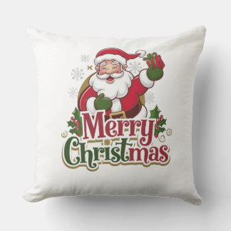 Santa Merry Christmas Day Design – Festive Holiday Throw Pillow