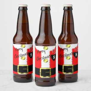 Santa Merry Christmas Holiday Cute Beer Bottle Label