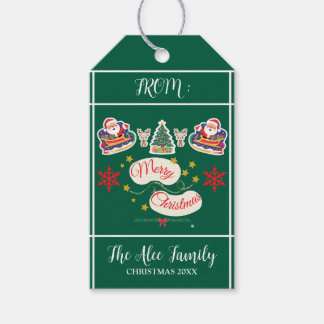 Santa Merry Christmas Personalized Green Gift Tags