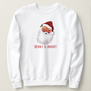 Santa Merry Christmas Vintage Retro Watercolor  Sweatshirt