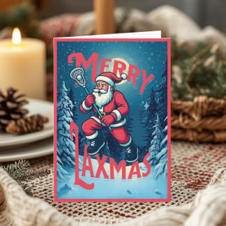 Santa Merry Laxmas Lacrosse Christmas Photo Card