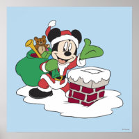Santa Mickey Going Down Chimney