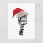 santa microphone holiday postcard