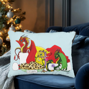 Santa Milk Cookies Dragons Accent Pillow