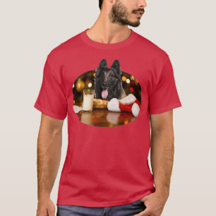 Santa Milk n Cookies Dog Belgian Tervuren  T-Shirt
