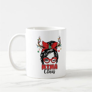 Santa Mima Claus Messy Bun Wink Eye Christmas Orna Coffee Mug