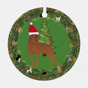 Santa Miniature Pinscher Metal Ornament