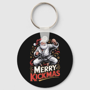 Santa MMA Karate Merry Kickmas Ugly Christmas Jiu Keychain